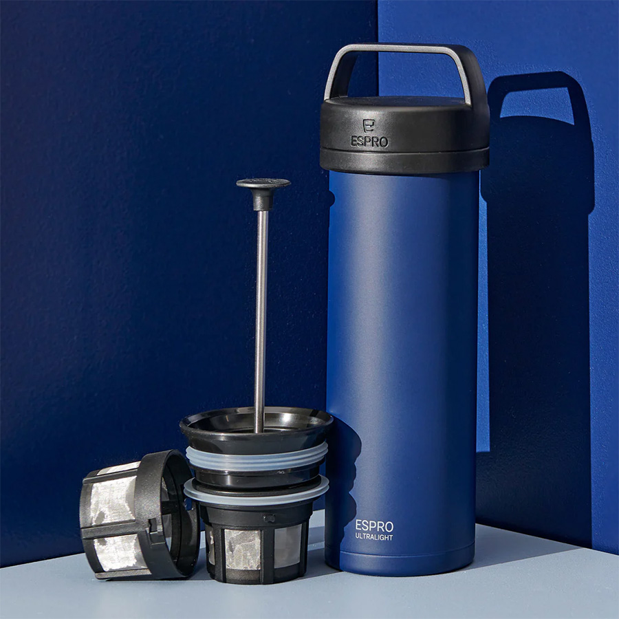 P0 Ultralight Travel Coffee Press Aegean Blue