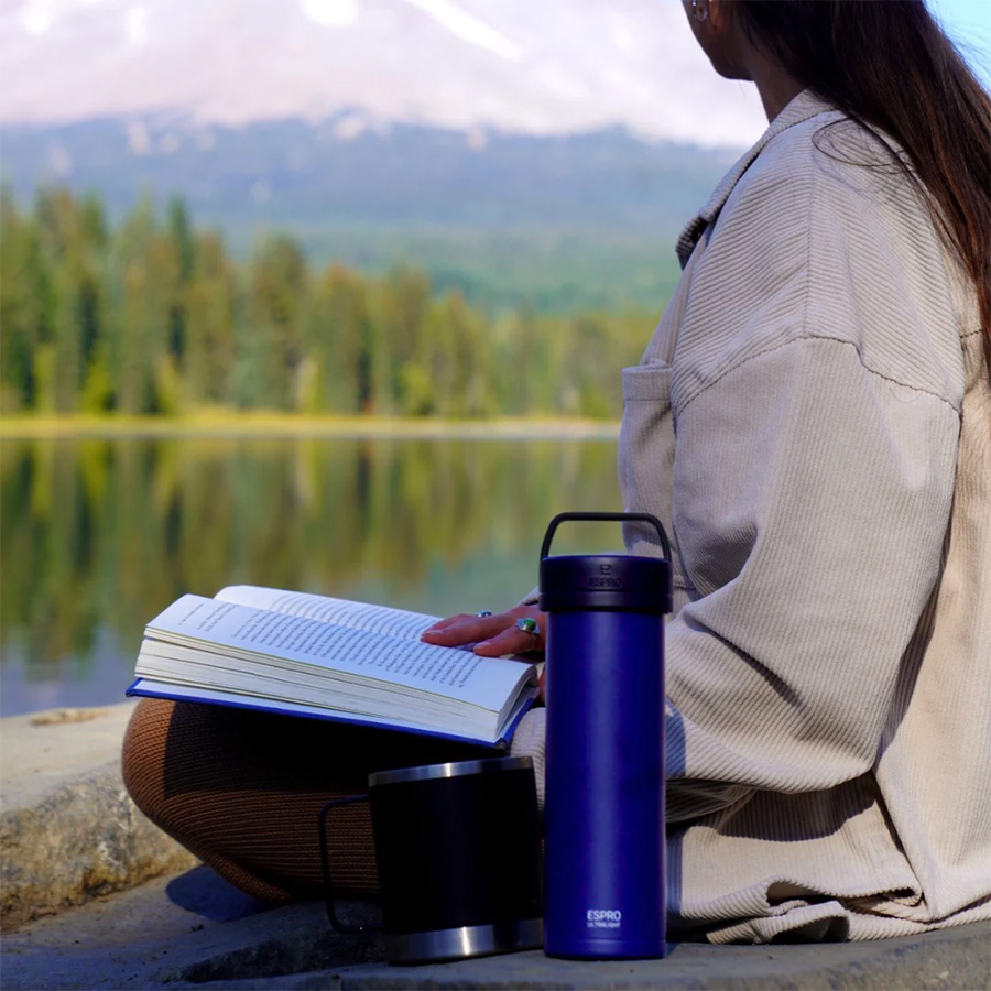 P0 Ultralight Travel Coffee Press Aegean Blue