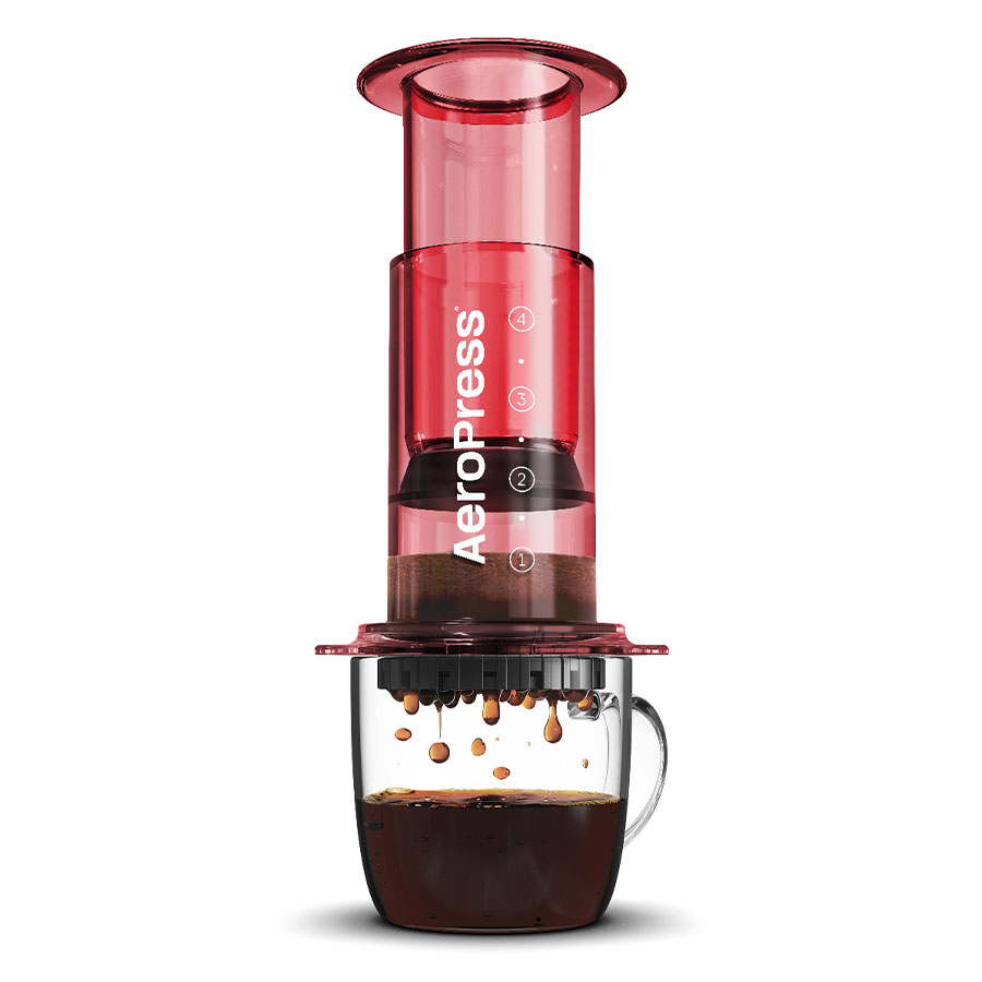 AeroPress Coffee Maker - Clear Red