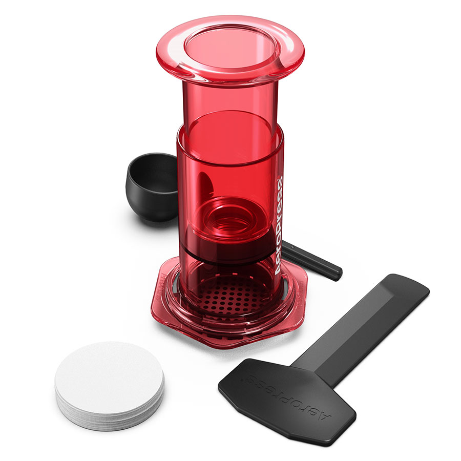 AeroPress Coffee Maker - Clear Red