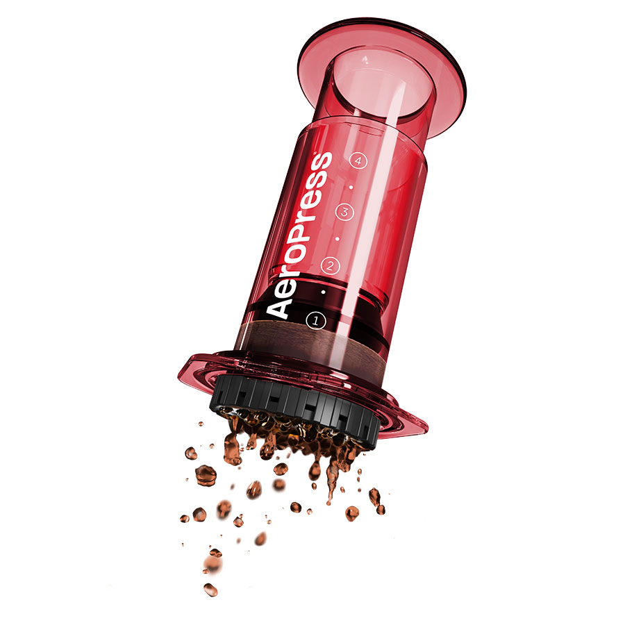 AeroPress Coffee Maker - Clear Red