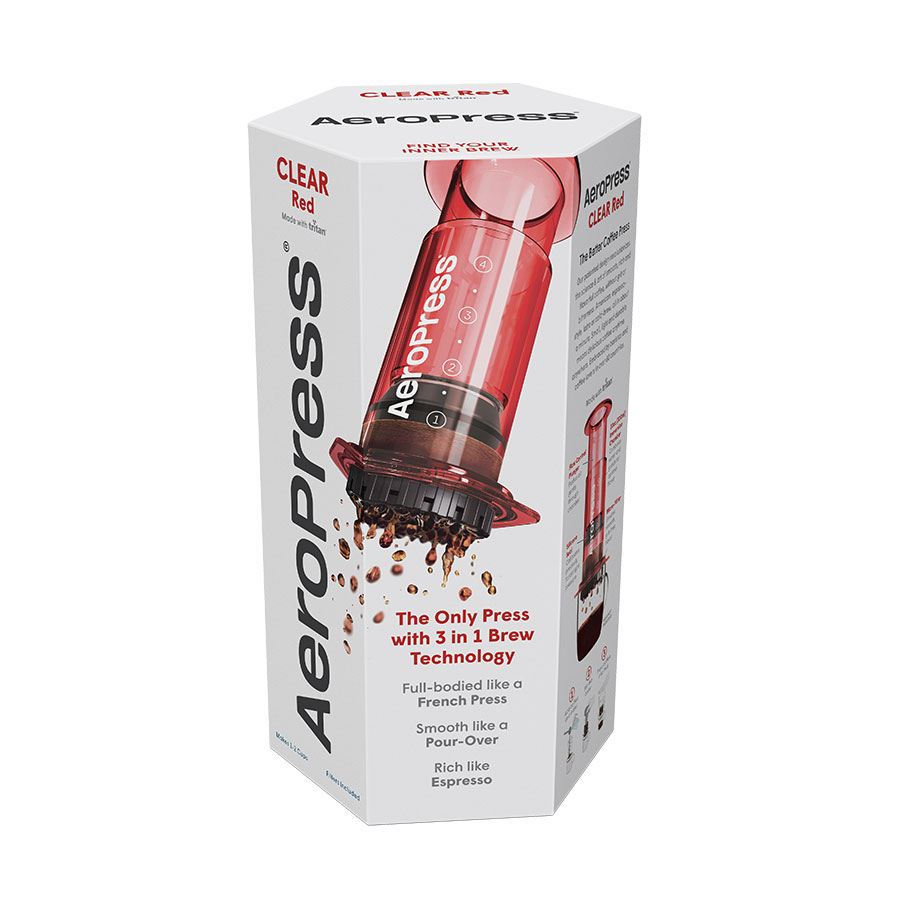 AeroPress Coffee Maker - Clear Red