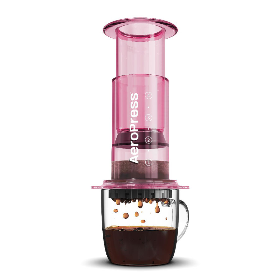 AeroPress Coffee Maker - Clear Pink