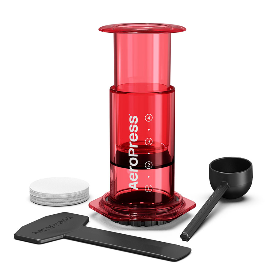 AeroPress Coffee Maker - Clear Red